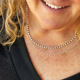 Sterling Silver 3mm Oval Beaded Necklace