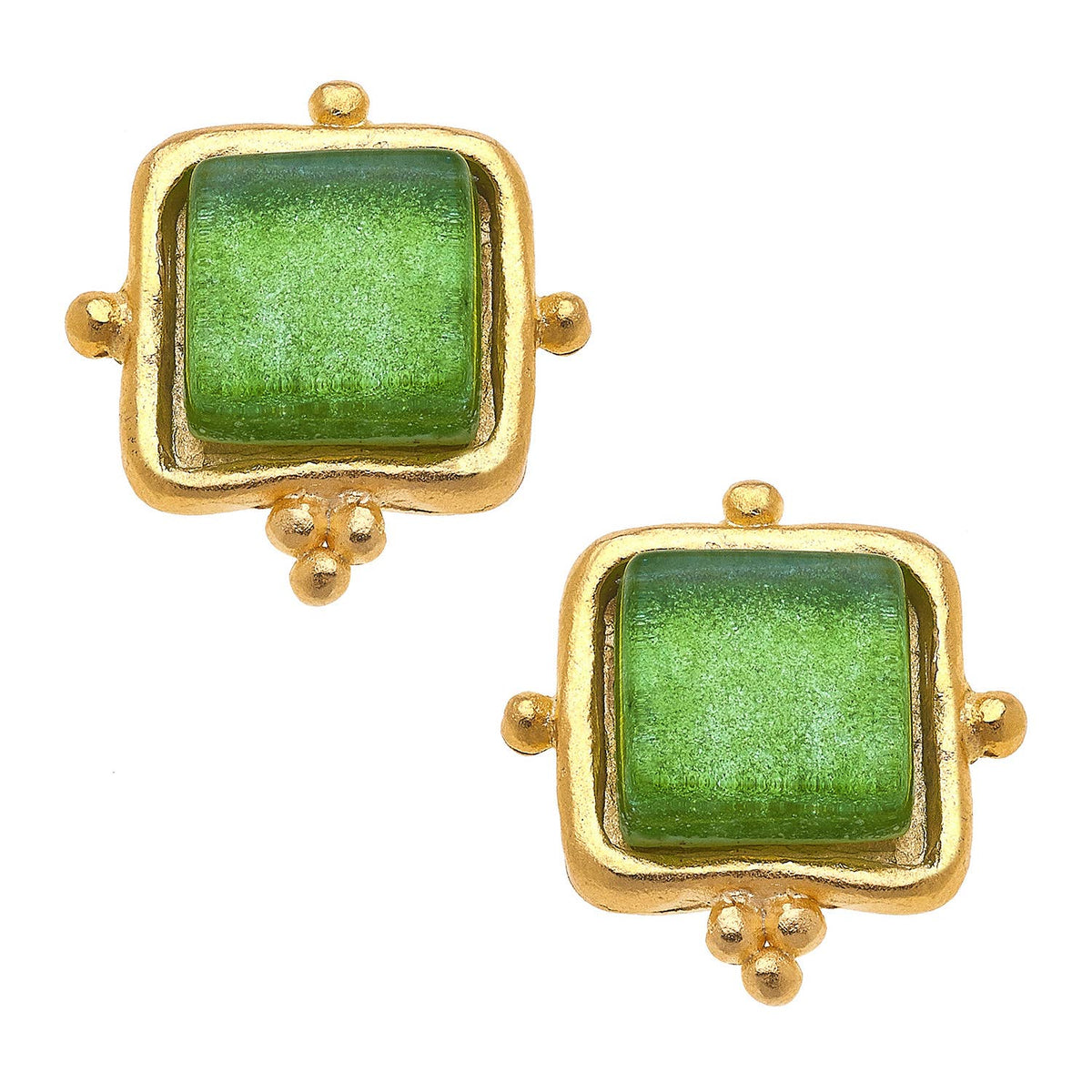Susan Shaw Madeline Green French Glass Studs
