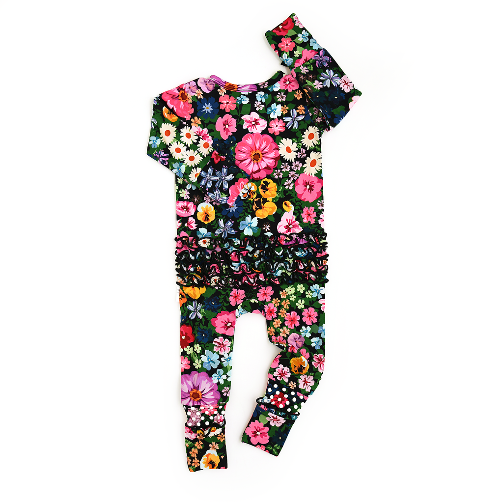 Cassandra RUFFLE ZIP Bamboo One Piece Floral Baby Clothing