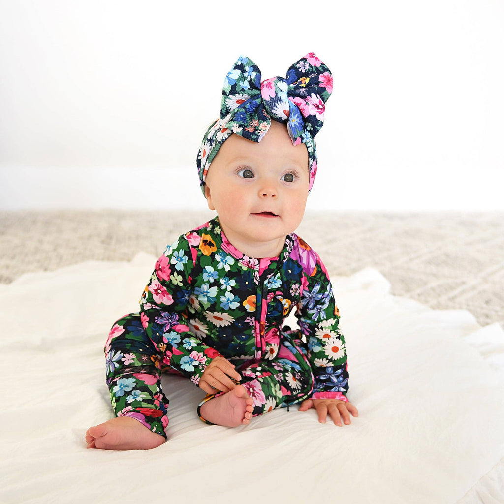 Cassandra RUFFLE ZIP Bamboo One Piece Floral Baby Clothing