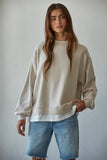 Cotton Polyester Crew Neck Sweatshirt Top