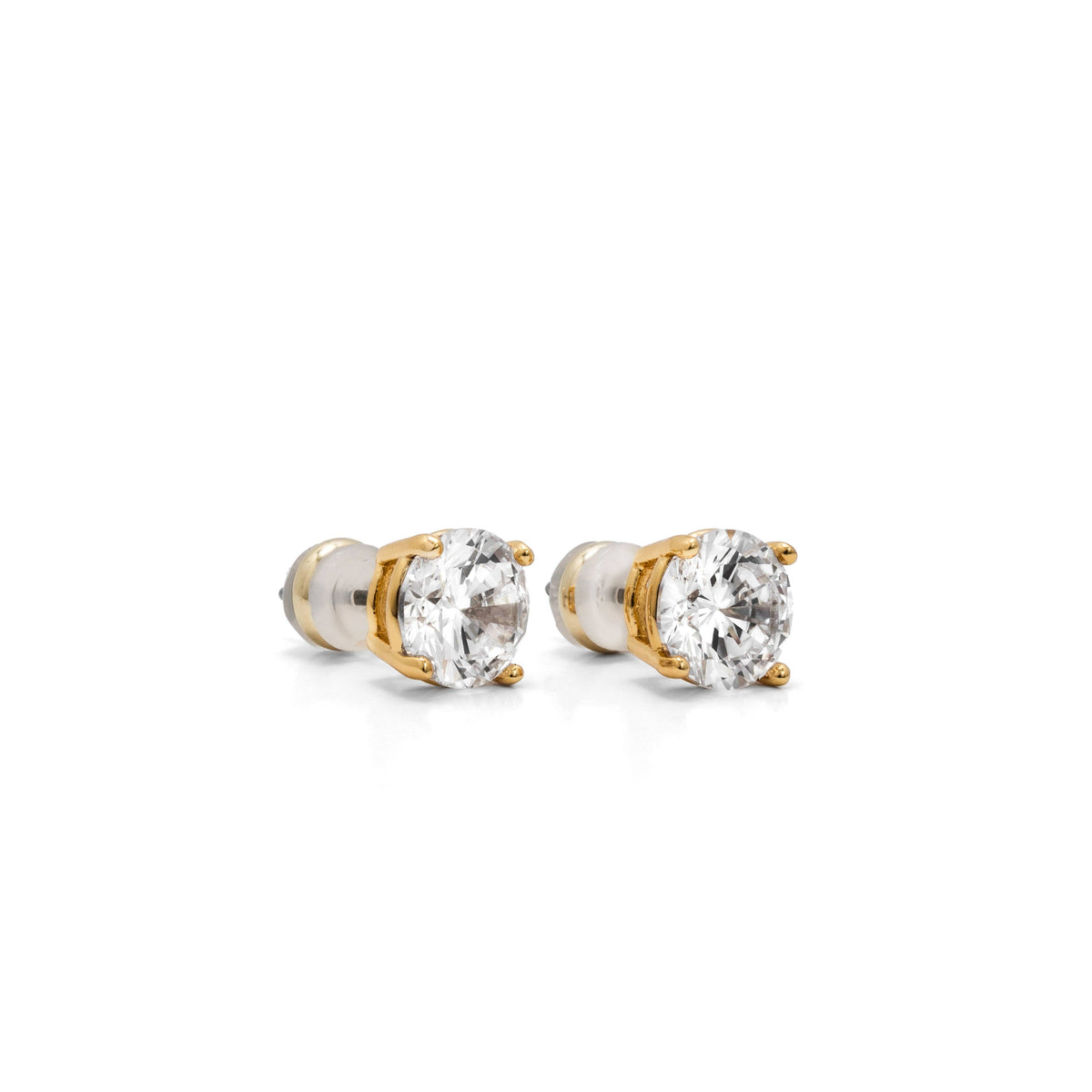 Demi-Fine 8mm Round Solitaire Stud Earrings – Gold