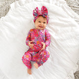 Posie RUFFLE ZIP Bamboo One Piece Floral Baby Outfit
