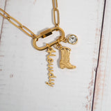 18K Gold PVD Stainless Steel Western Carabiner Necklace