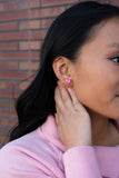 Hand Drawn Heart Studs - Hot Pink // Valentine's Earrings