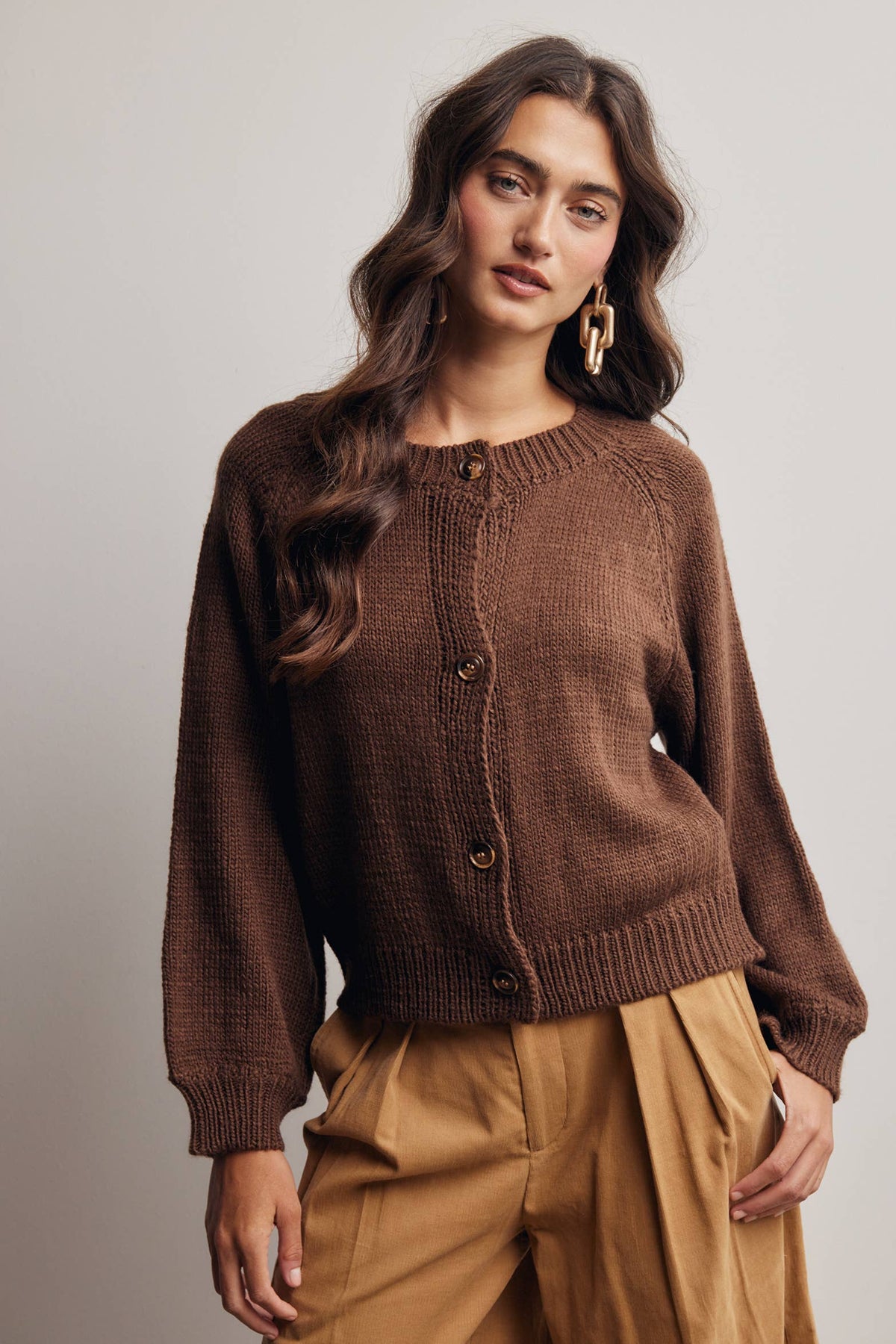 Classic Knit Button Front Cardigan