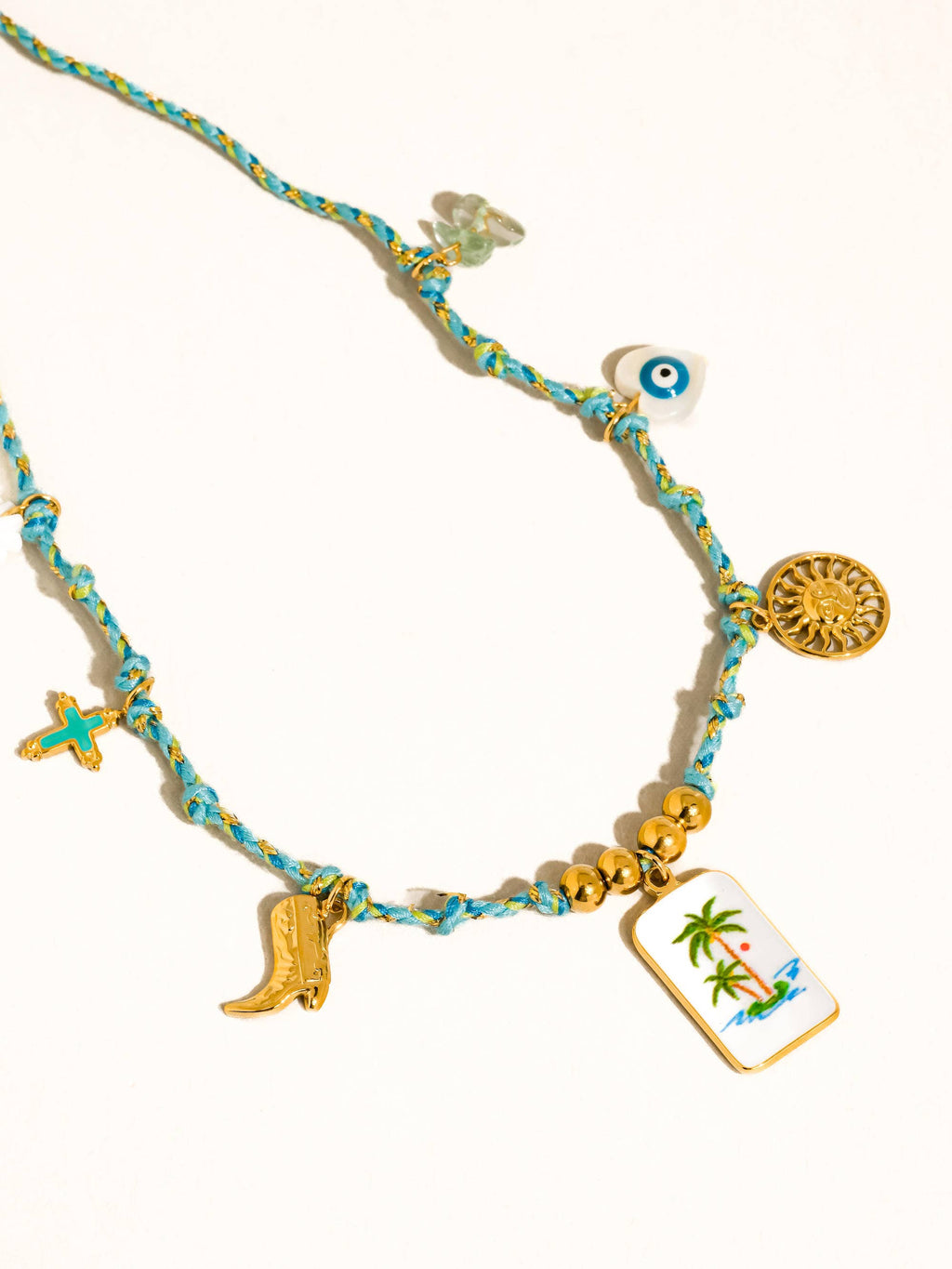 Pêche 18K Gold Non-Tarnish Vintage Charm Rope Necklace