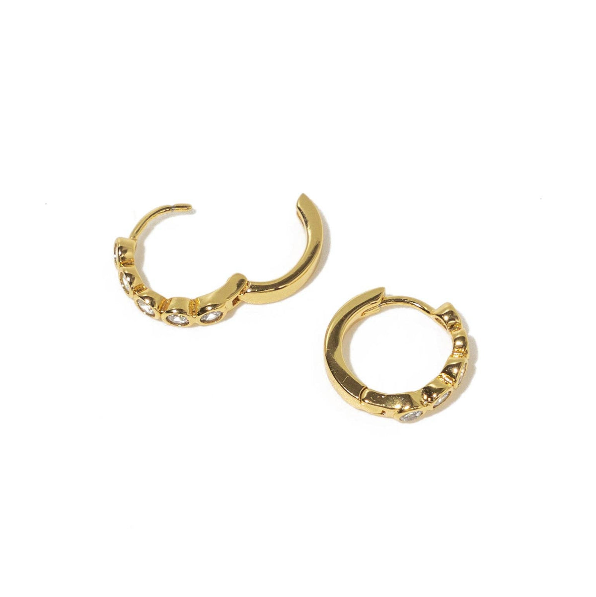 18K Gold Diamond Huggies
