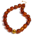 Oakley Brown Chunky Beaded Statement Necklace | Stainless Steel