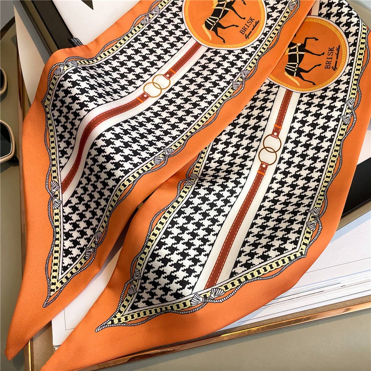Narrow Beveled Silk Scarf