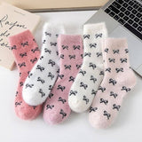 Bow Fluffy Home Plush Socks