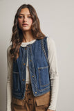 Braided Trim Denim Vest