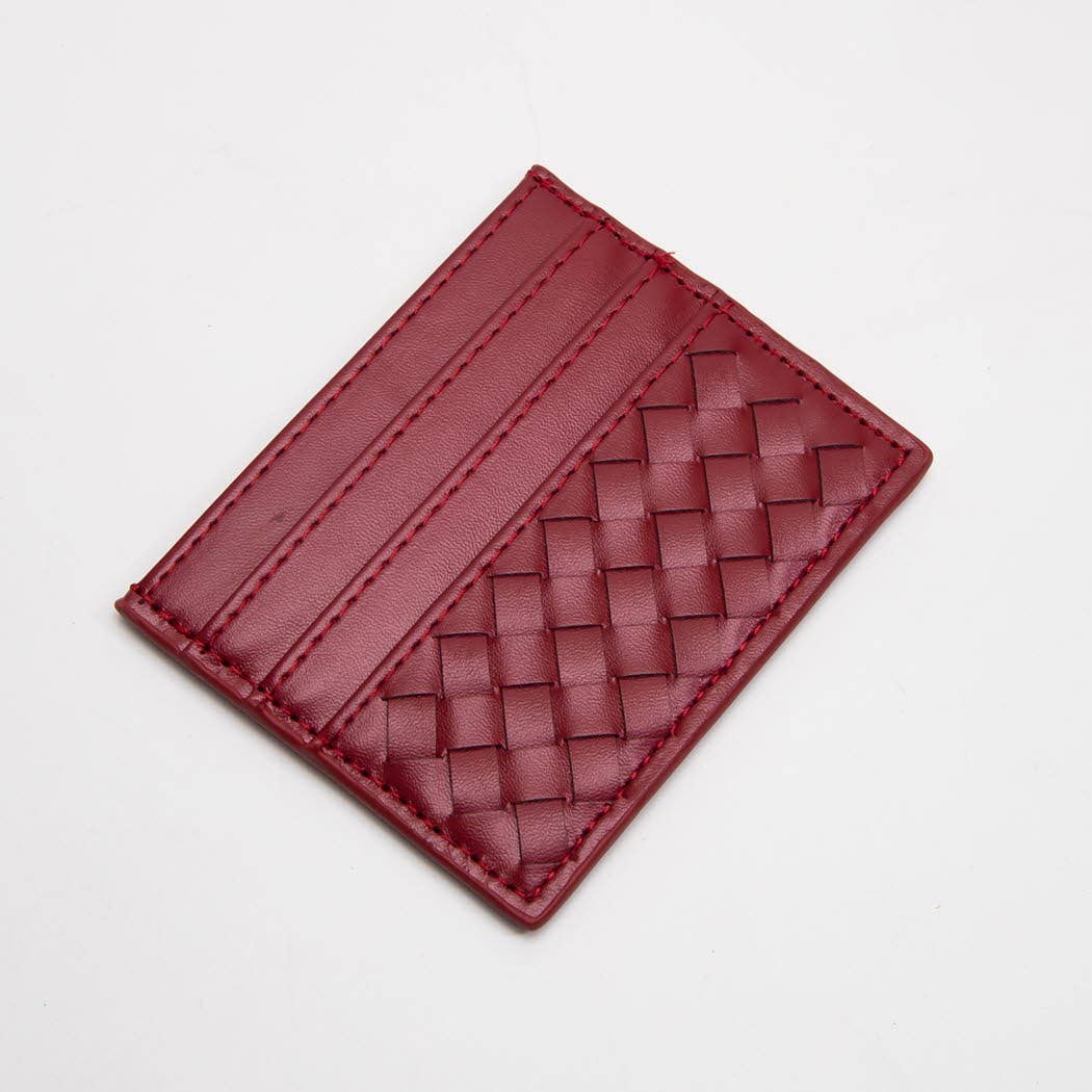 Vegan Leather Woven Braided Card Wallet