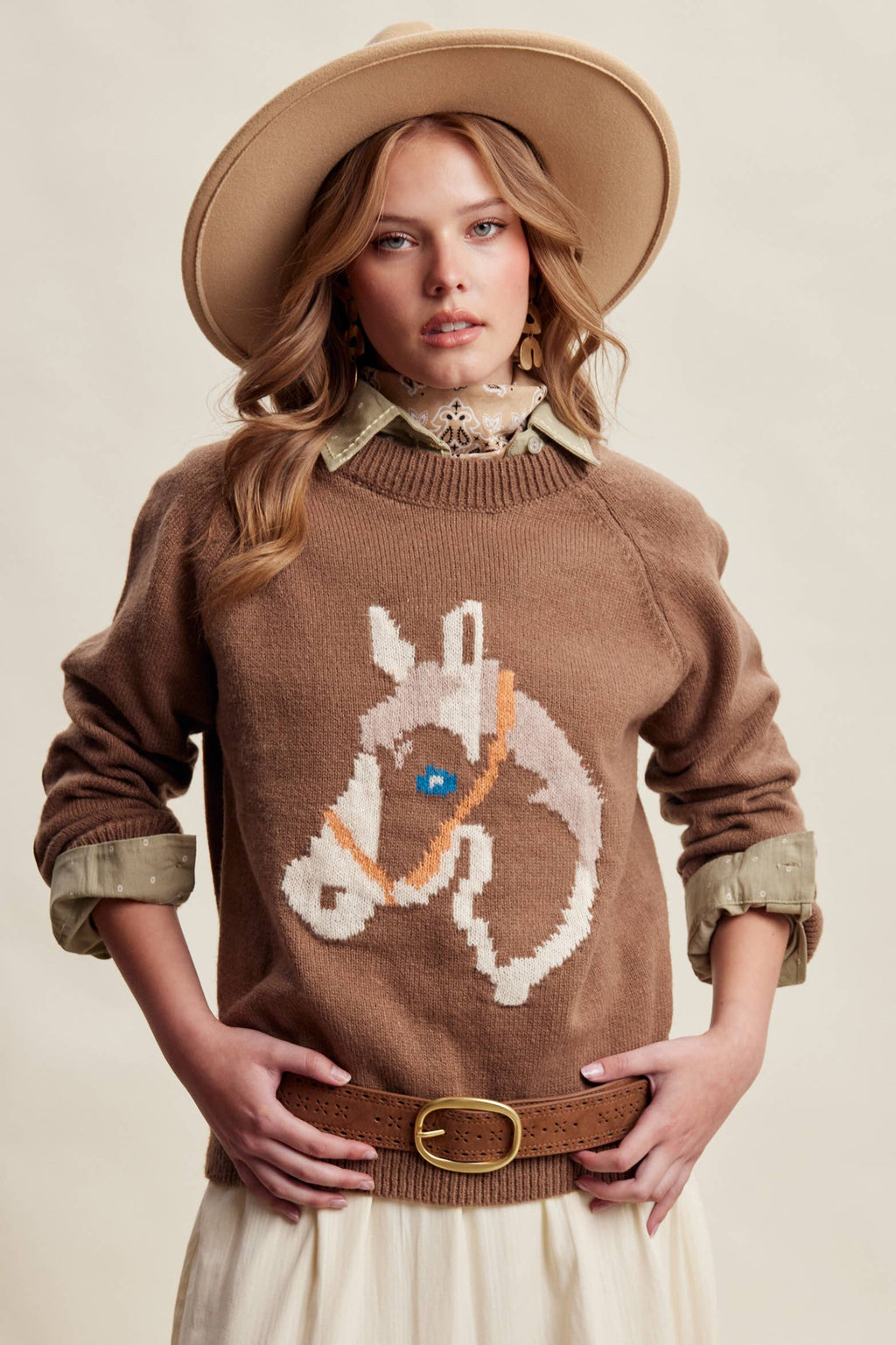 Horse Intarsia Knit Sweater