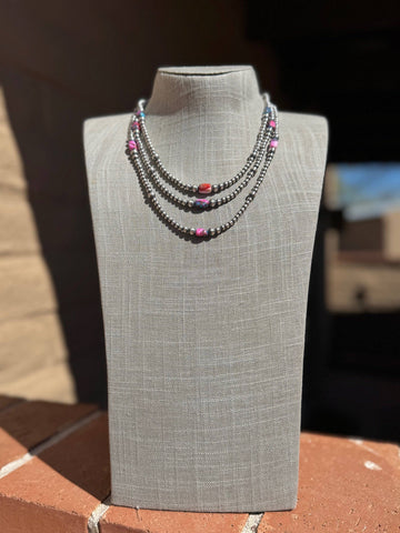Handcrafted Sterling Silver & Pink Dream 4-6mm Beaded Necklace