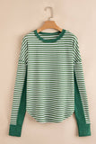 Stripe Thermal Knit Drop Shoulder Casual Top