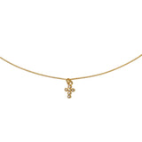 18K Gold Dainty Diamond Cross Pendant Necklace