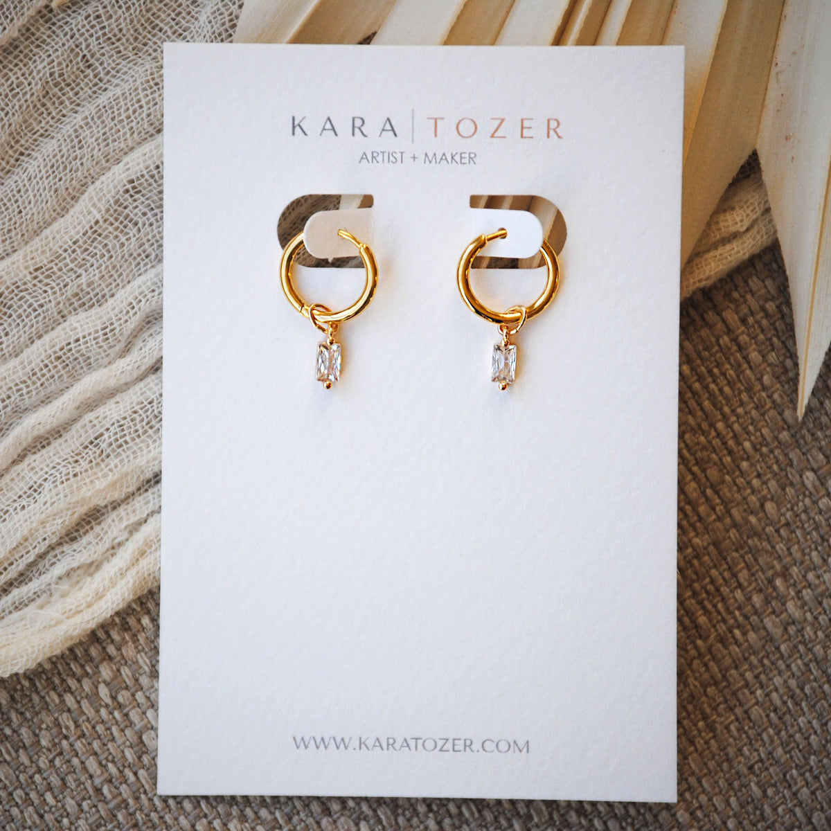 Kara Tozer Baguette Charm Huggie Hoops