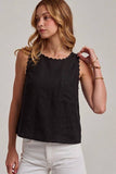 Twill Sleeveless Top with Scallop Edge