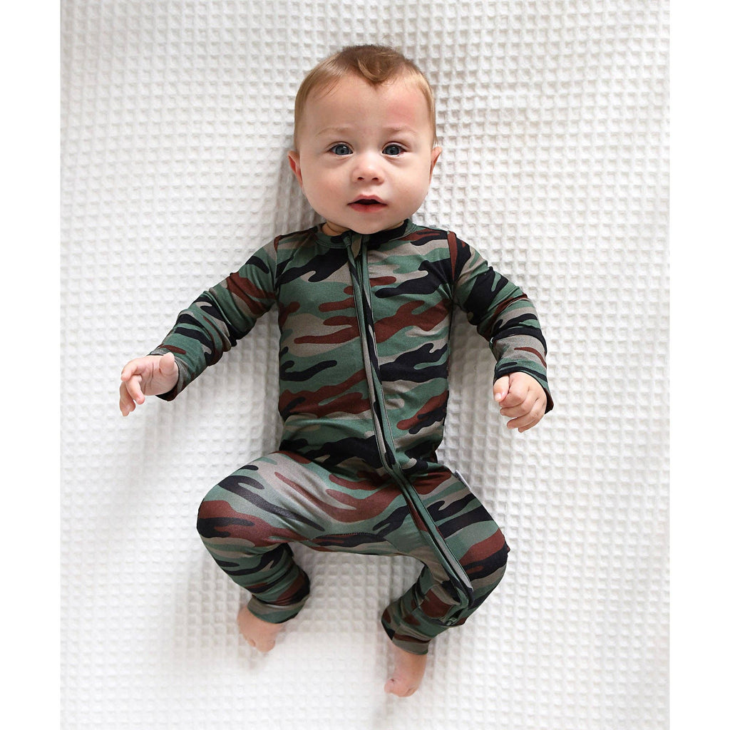 Bamboo Baby Pajama Sleepies Little Baby Zip Camo