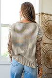 Stripe Thermal Knit Drop Shoulder Casual Top