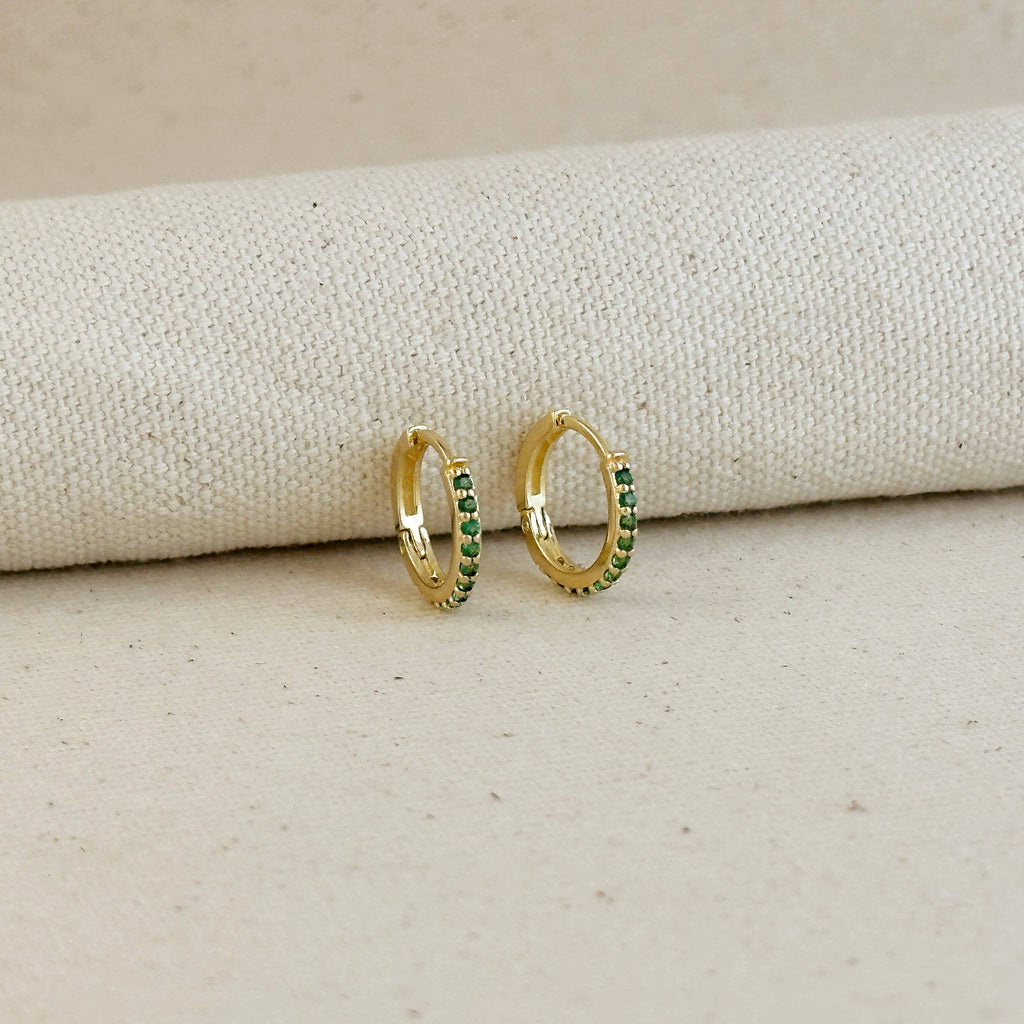 18k Gold Filled Colored CZ Hoop Earrings