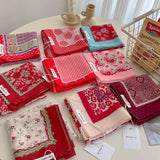 Red Passion Floral Bandana Square scarf