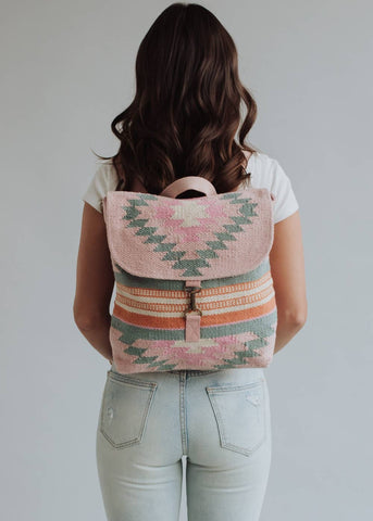 Pink, Orange & Slate Aztec Backpack