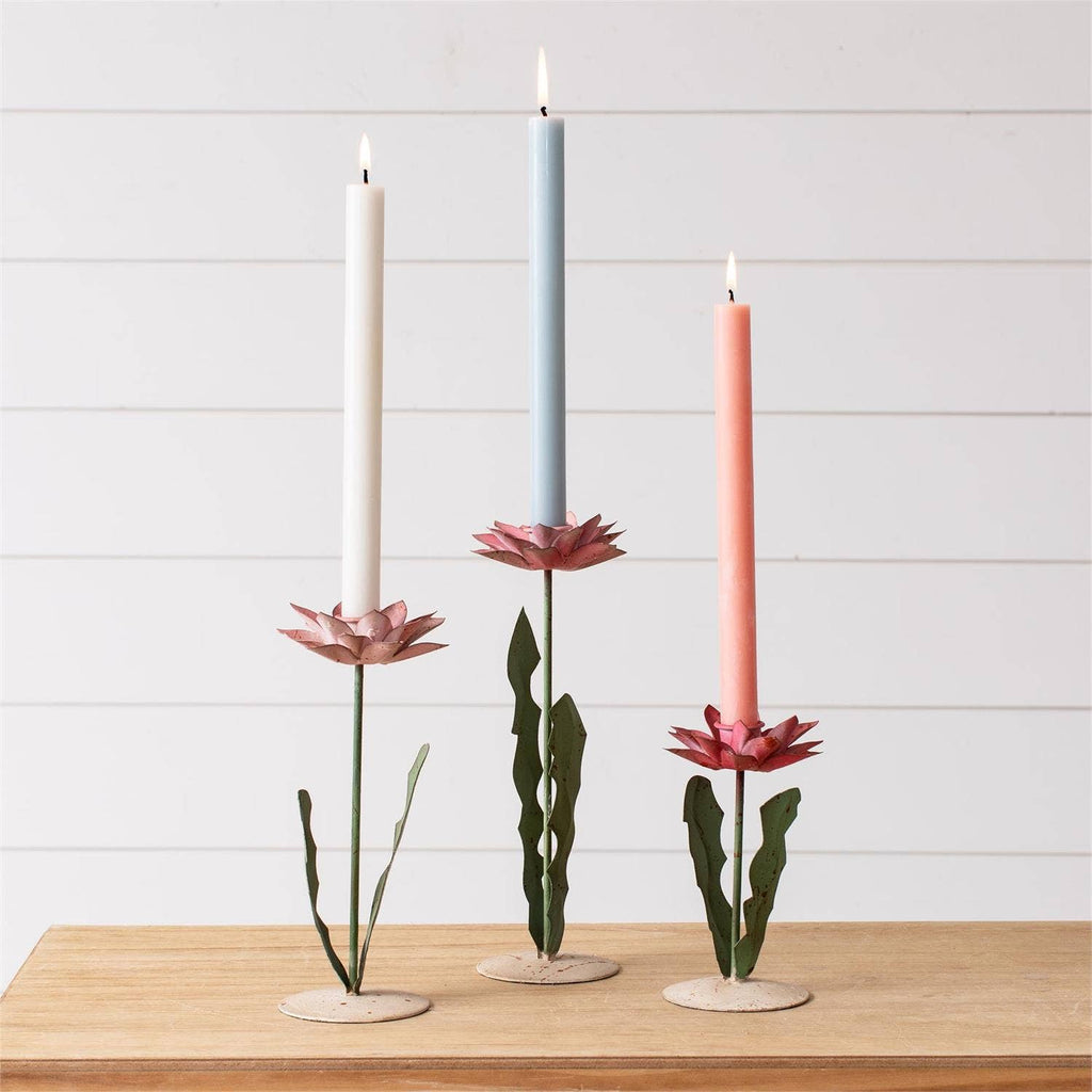 Candle Holder - Handcrafted Pink Floral (Set Of 03)