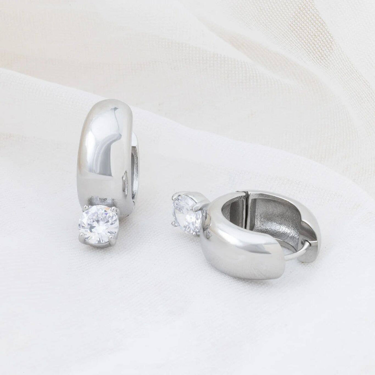 18K Gold PVD Stainless Steel Chunky One Stone Earrings