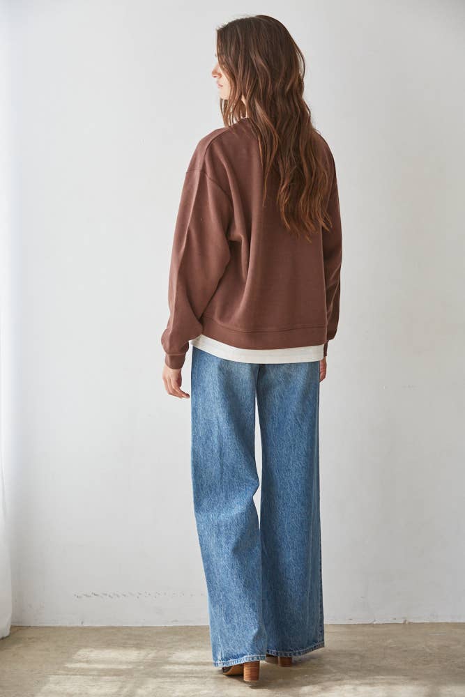 Cotton Polyester Crew Neck Sweatshirt Top