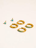 Ivalo 18K Gold Non-Tarnish Turquoise Huggie Earring Set