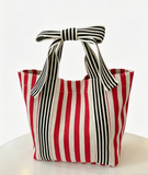 Mini Striped Tote Bag Beach Bow Handle Bag
