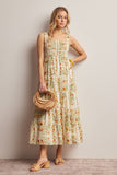 Floral Smocked Tiered Midi Dress