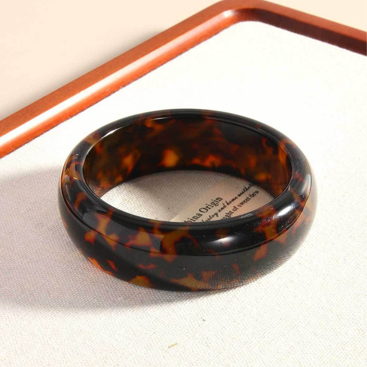 Tortoiseshell Resin Wide Bangle Bracelet
