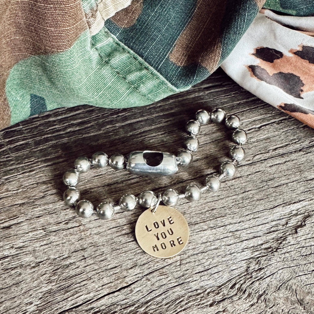 Bushed Stainless Steel & Brass Coin Tag Bracelets