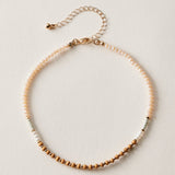 Mixed Bead Anklet – Wood & Pearl Accent Beaded Anklet