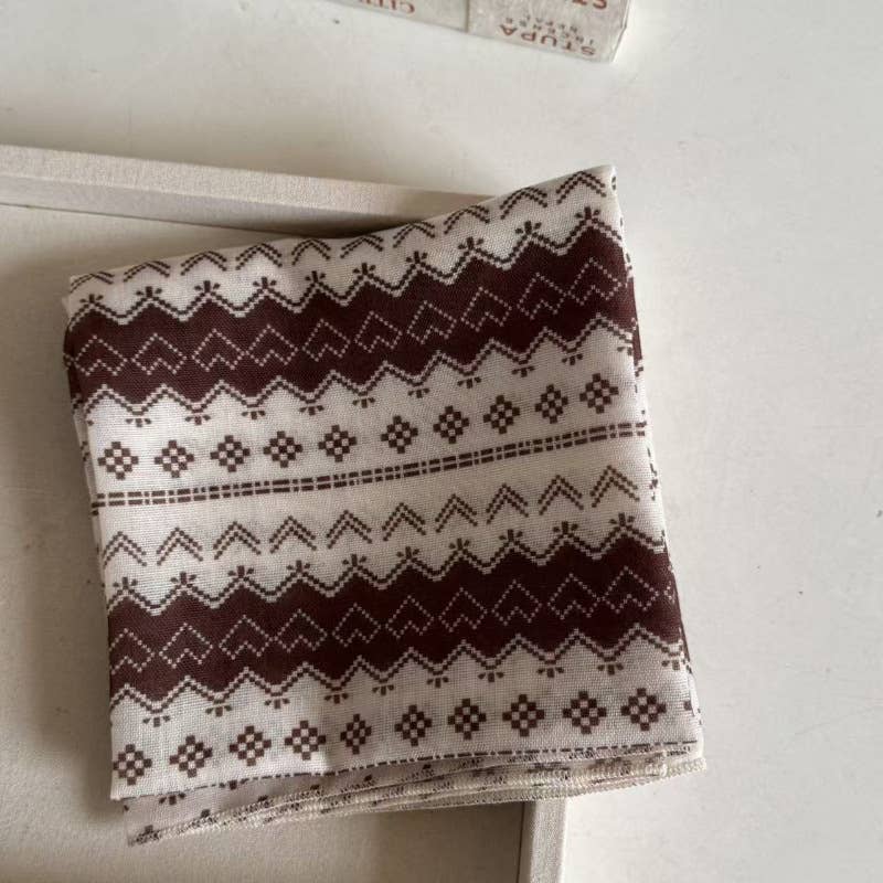 Maillard style Fair Isle pattern square scarf Bandana