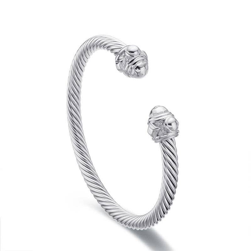 Kenzie Silver Cable Twist Bracelet | Stainless Steel - Waterproof