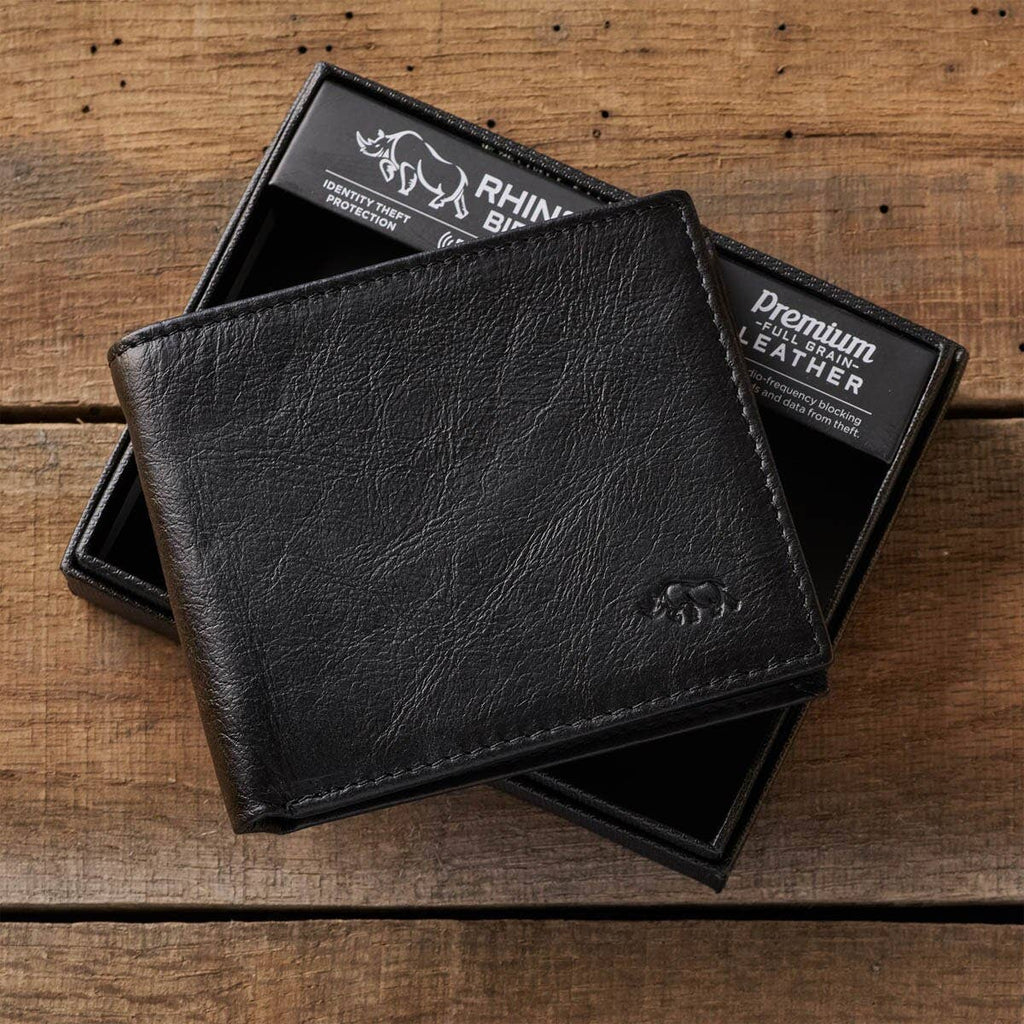 Genuine Leather Wallet Rhino Armor Black