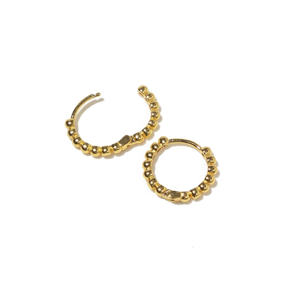 18K Gold Dainty Beaded Hoops