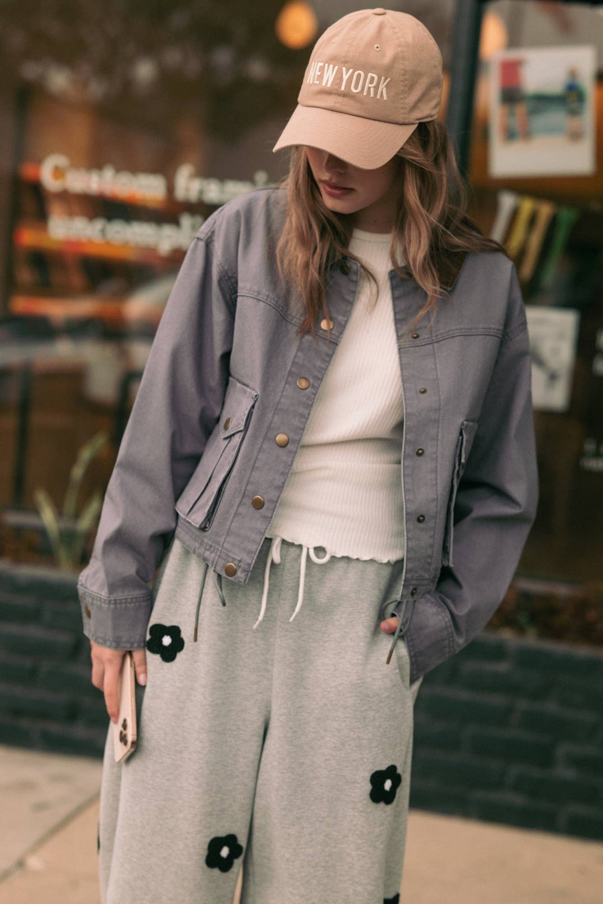 Denim Blue Contrast Collar Jacket