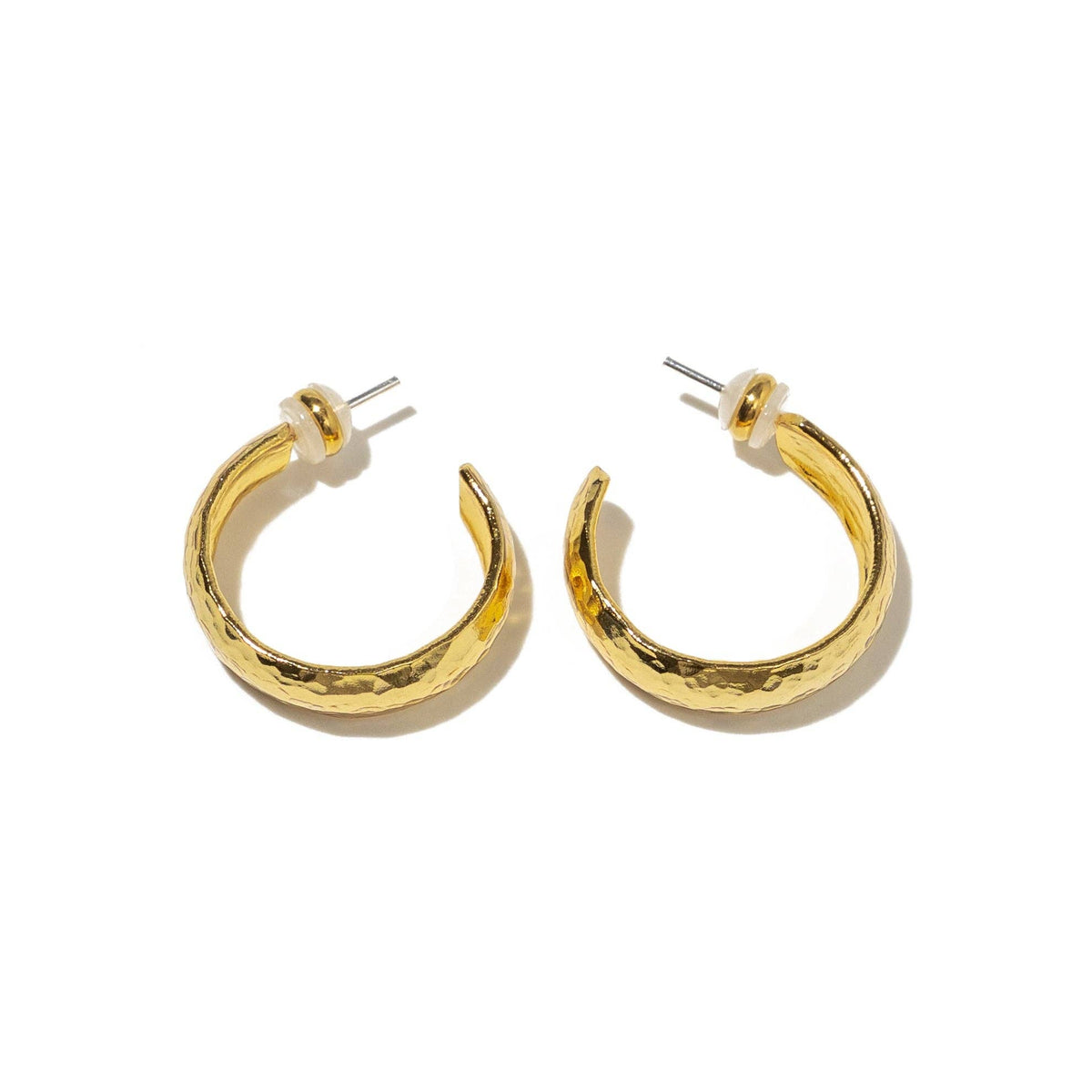 24K Gold Hammered Hoops