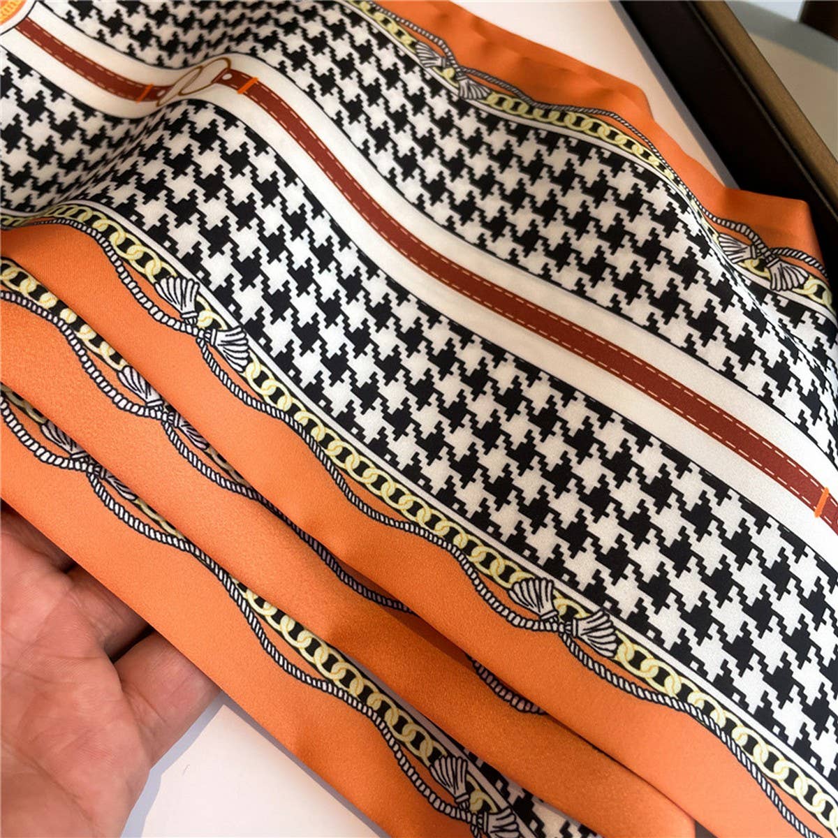 Narrow Beveled Silk Scarf