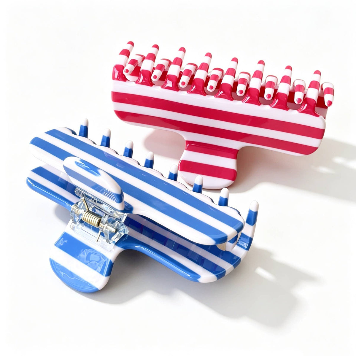 Horizontal Striped Acetate Hair Claw Clips