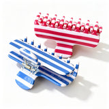 Horizontal Striped Acetate Hair Claw Clips