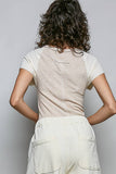 Round Neck Raglan Sleeve Contrast Solid Fitted Rib Top