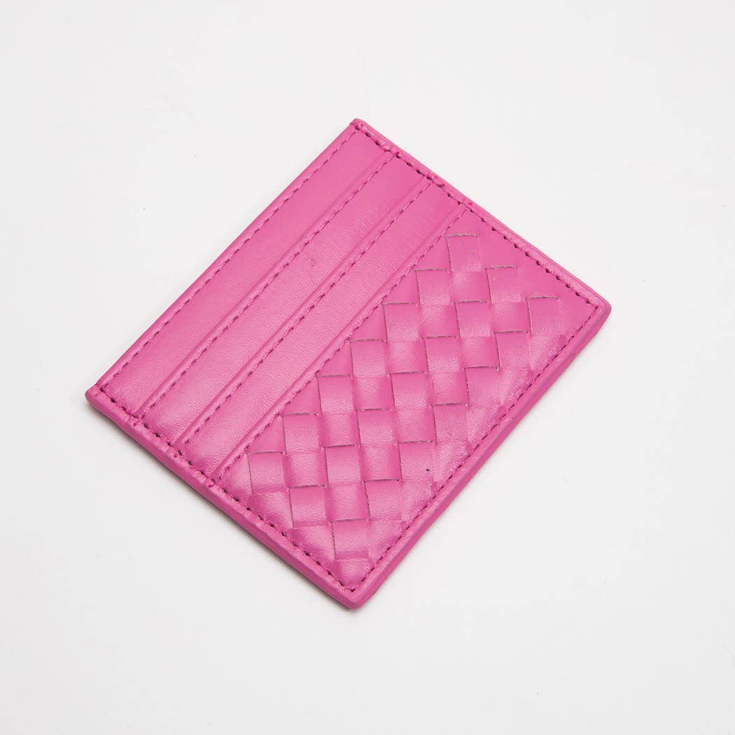Vegan Leather Woven Braided Card Wallet