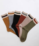 Cozy Retro Color Block Wool Crew Socks - Vintage Style 🧦
