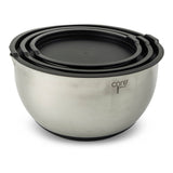 6pc Essentials Non-Skid SS Mixing Bowls w/ Lids Set - Onyx